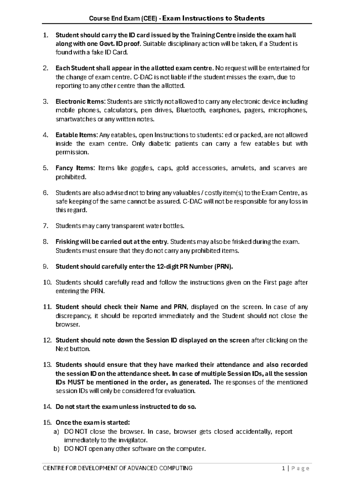 CEE Exam Instructions for Students: Essential Guidelines - Studocu