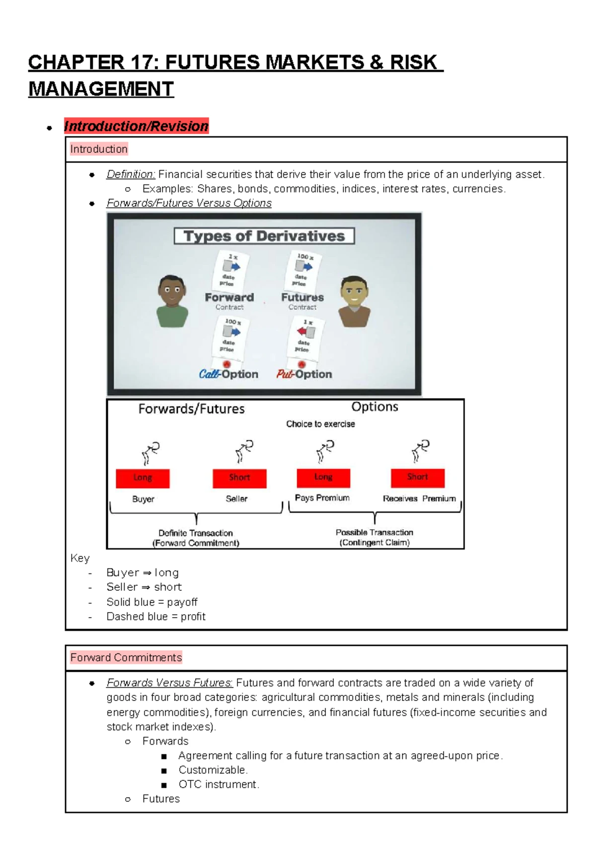 Comprehensive Formula Sheet for Futures and Swaps (Chapter 17) - Studocu
