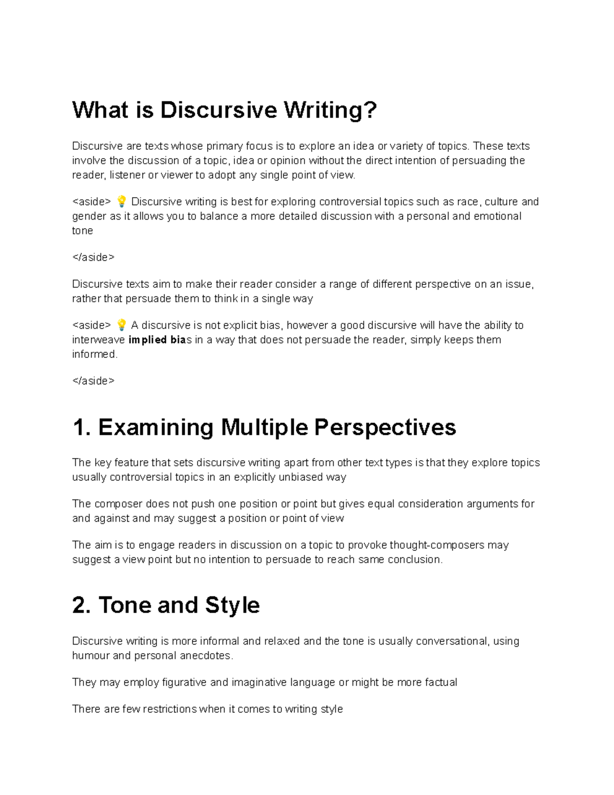 Discursive Writing Notes - ENGL 101 Overview and Key Concepts - Studocu