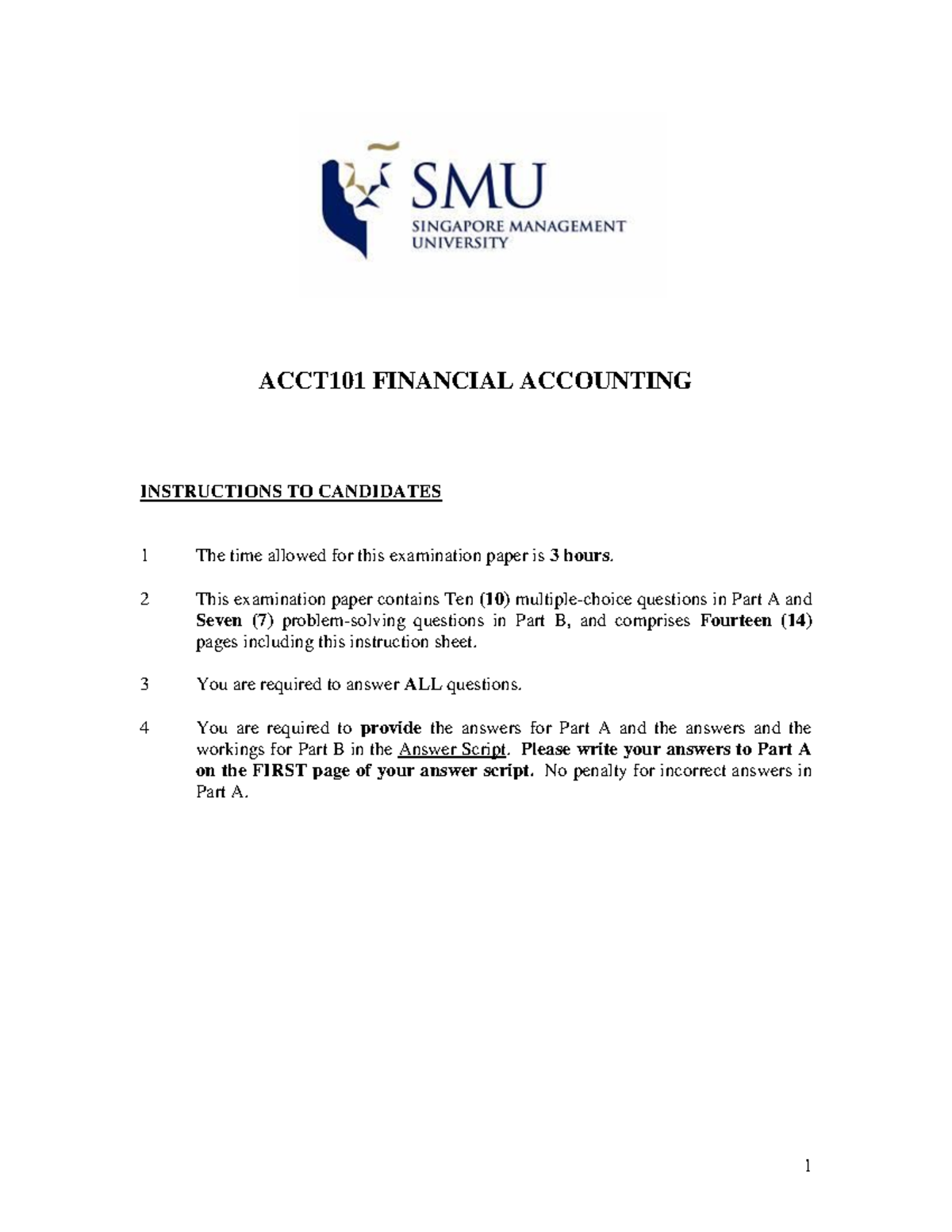 ACCT101 Final Exam 2016: Q&A for Financial Accounting - Studocu