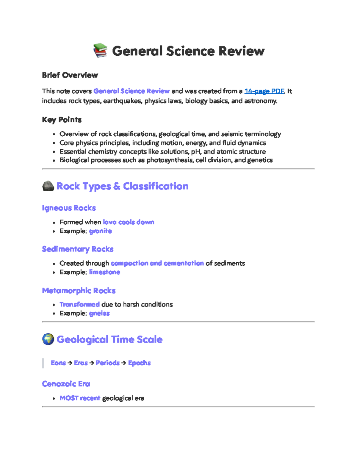General Science Review Notes - Studocu