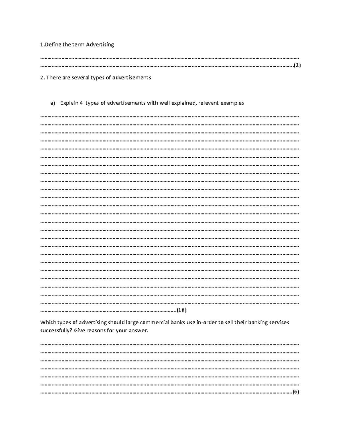 FORM 4 Commerce: Advertising Types & Strategies Exam Guide - Studocu