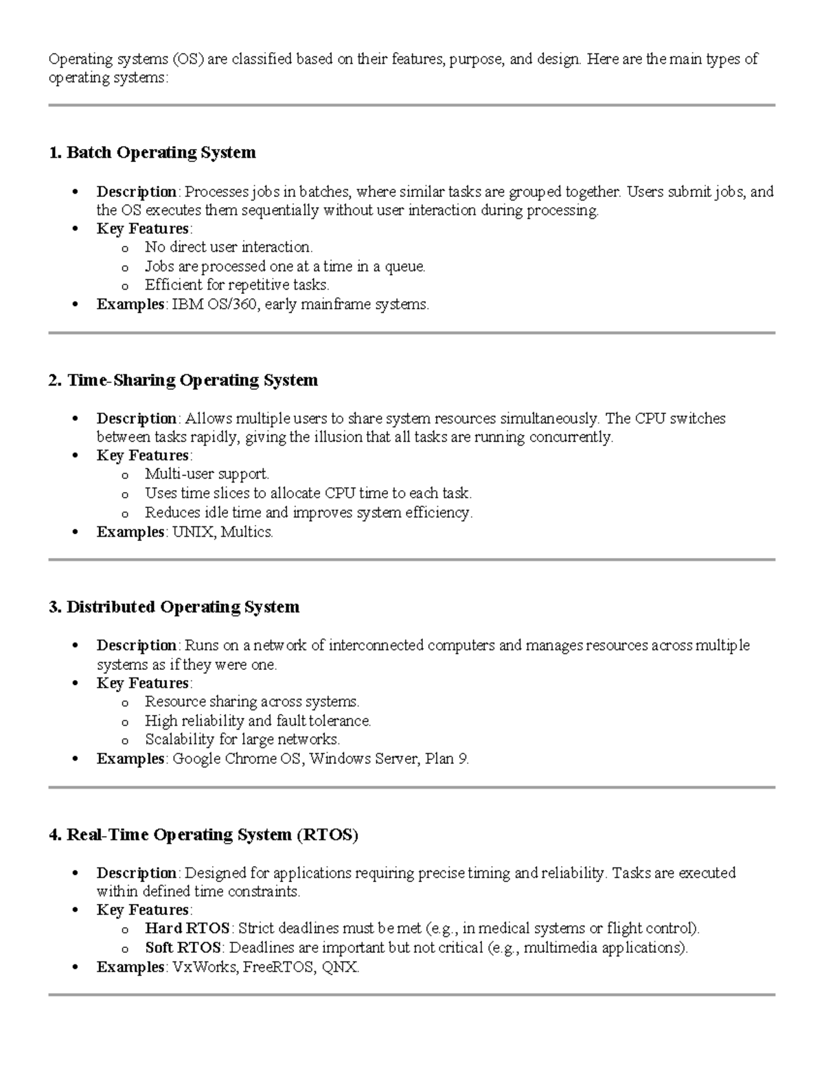 3. OS Types - Unit I, Assignment: Overview of Operating Systems - Studocu