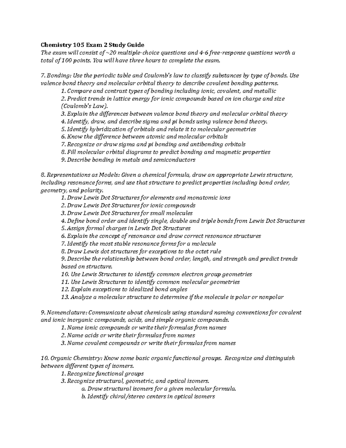 CHEM 105 Exam 2 Comprehensive Study Notes and Guide - Studocu