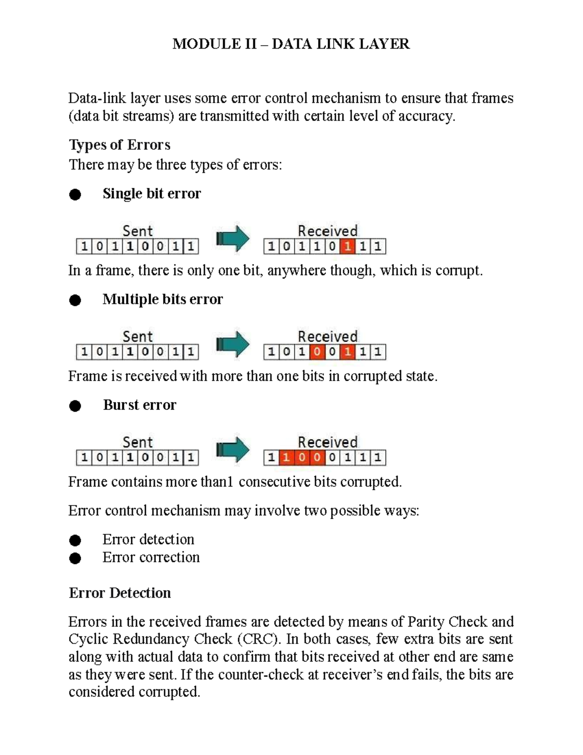 Module 2: Understanding the Data Link Layer and Error Control ...