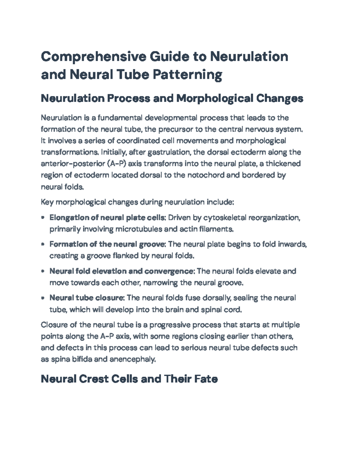 Comprehensive Guide to Neurulation and Neural Tube Development (BIO 101 ...