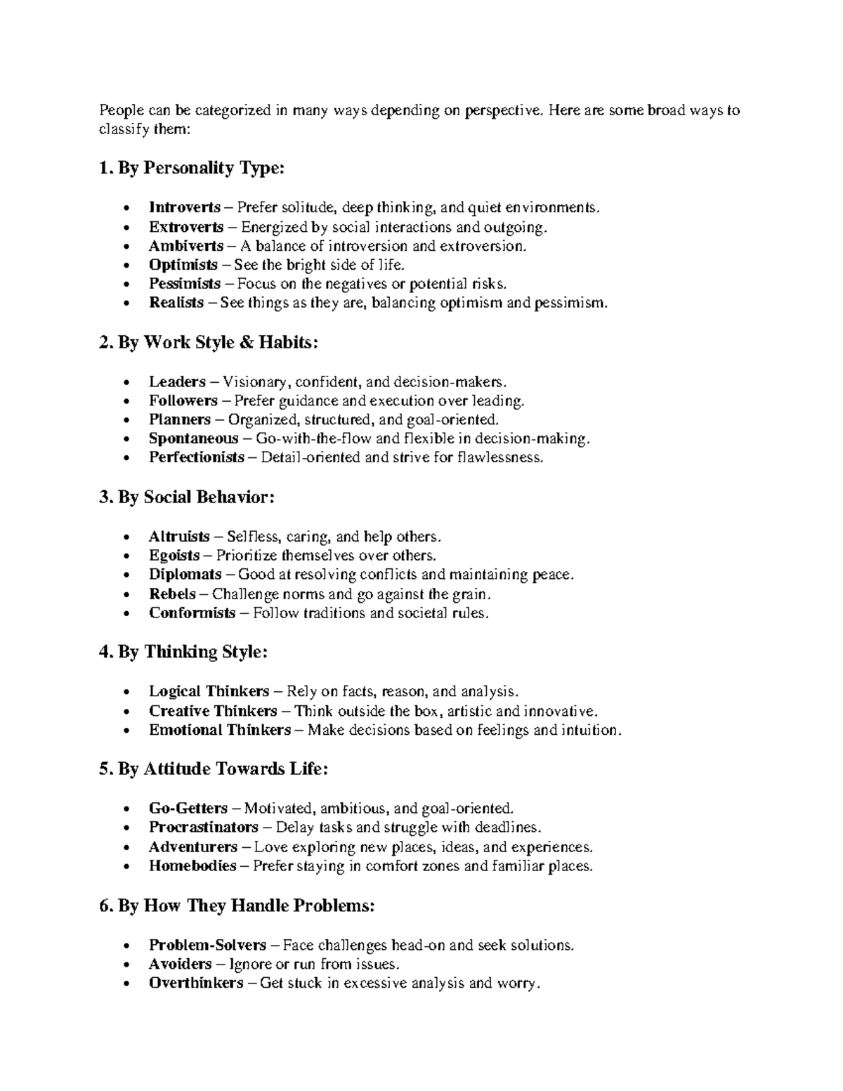 People can be categorized in many ways depending on perspective - Here ...