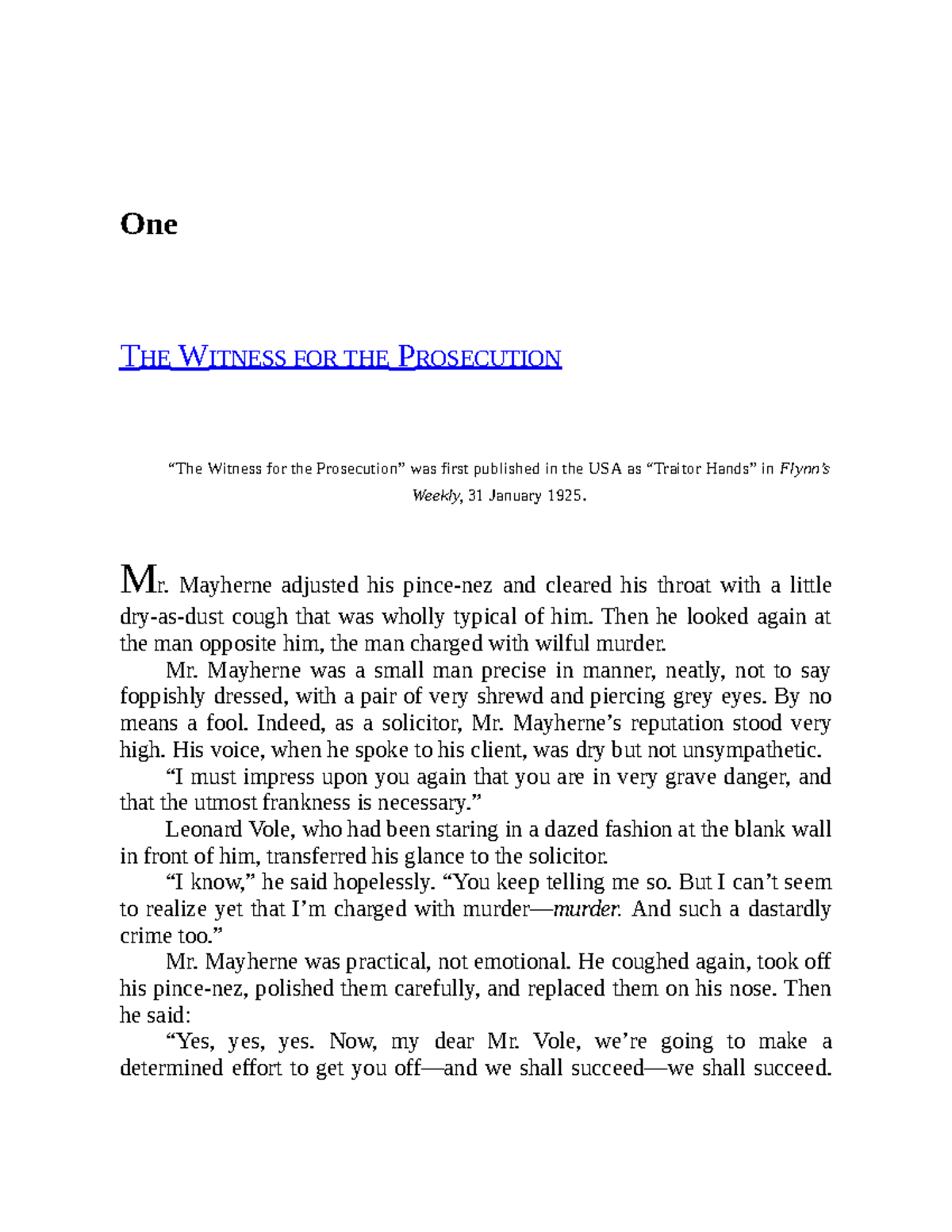 Final Exam Study Notes for ENG 101: Witness for the Prosecution ...