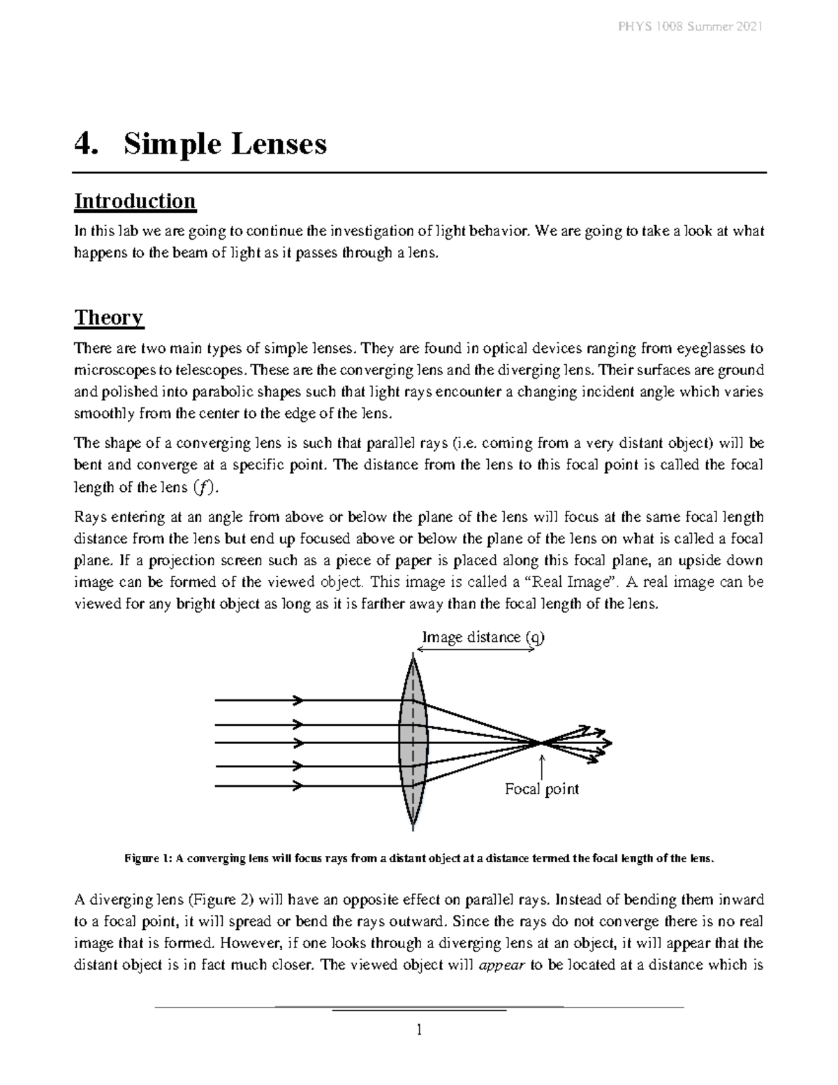 Simple Lenses Manual - Grade: 1 - 4. Simple Lenses Introduction In this ...