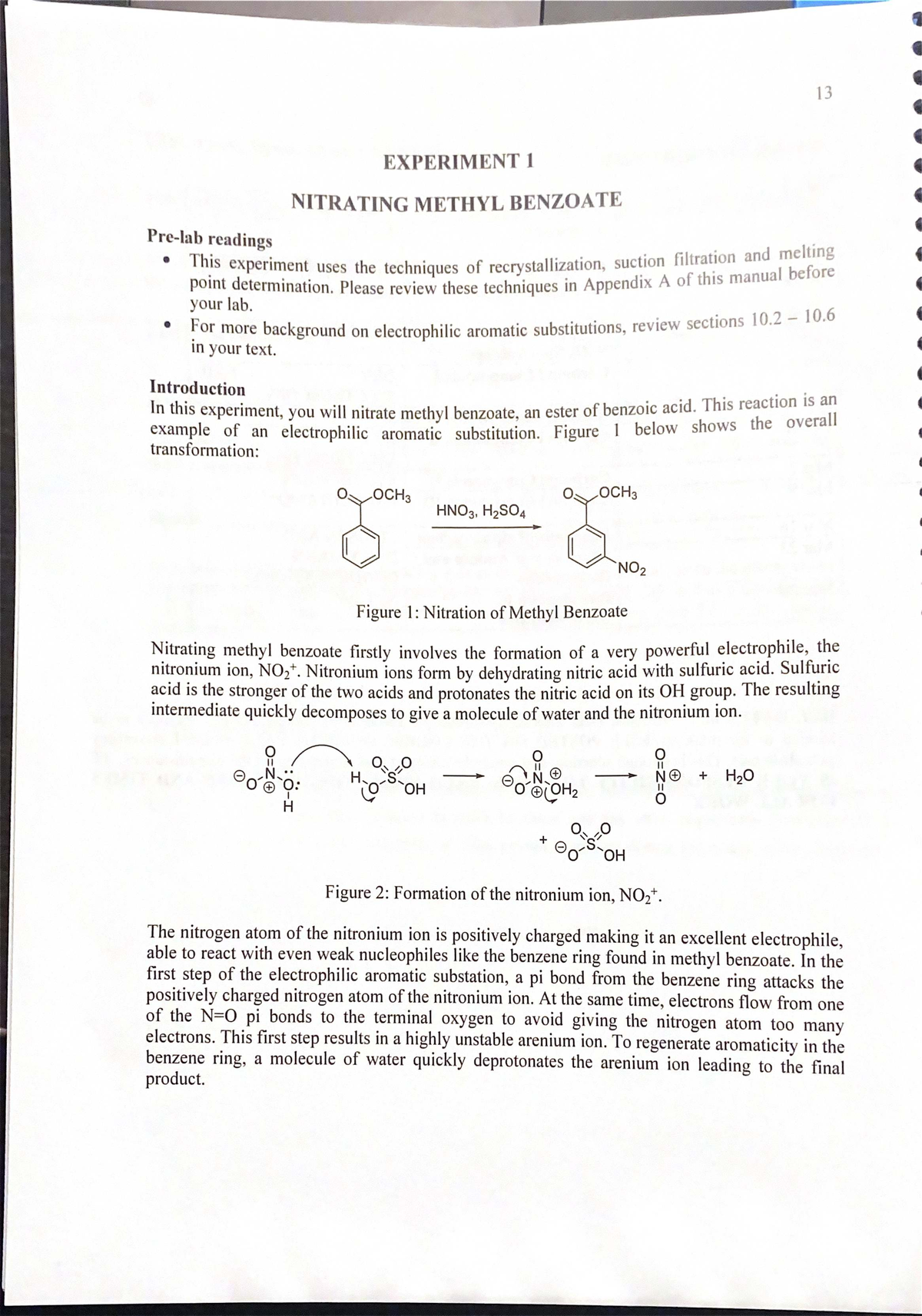 Experiment 1: Nitration of Methyl Benzoate (CHMB42 Lab) - Studocu