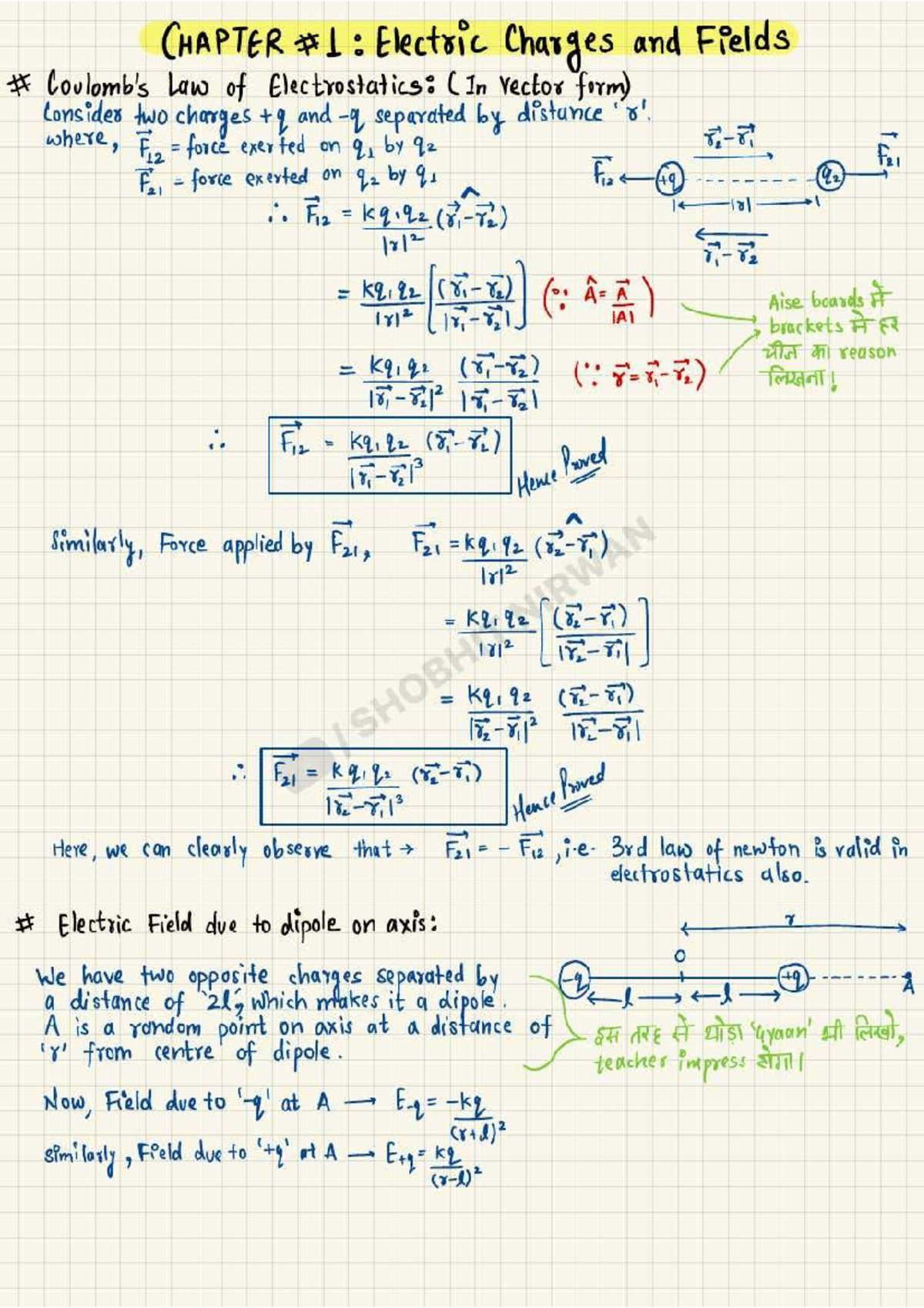 Electric Charges and Fields: Detailed Derivations for PHYS 101 - Studocu