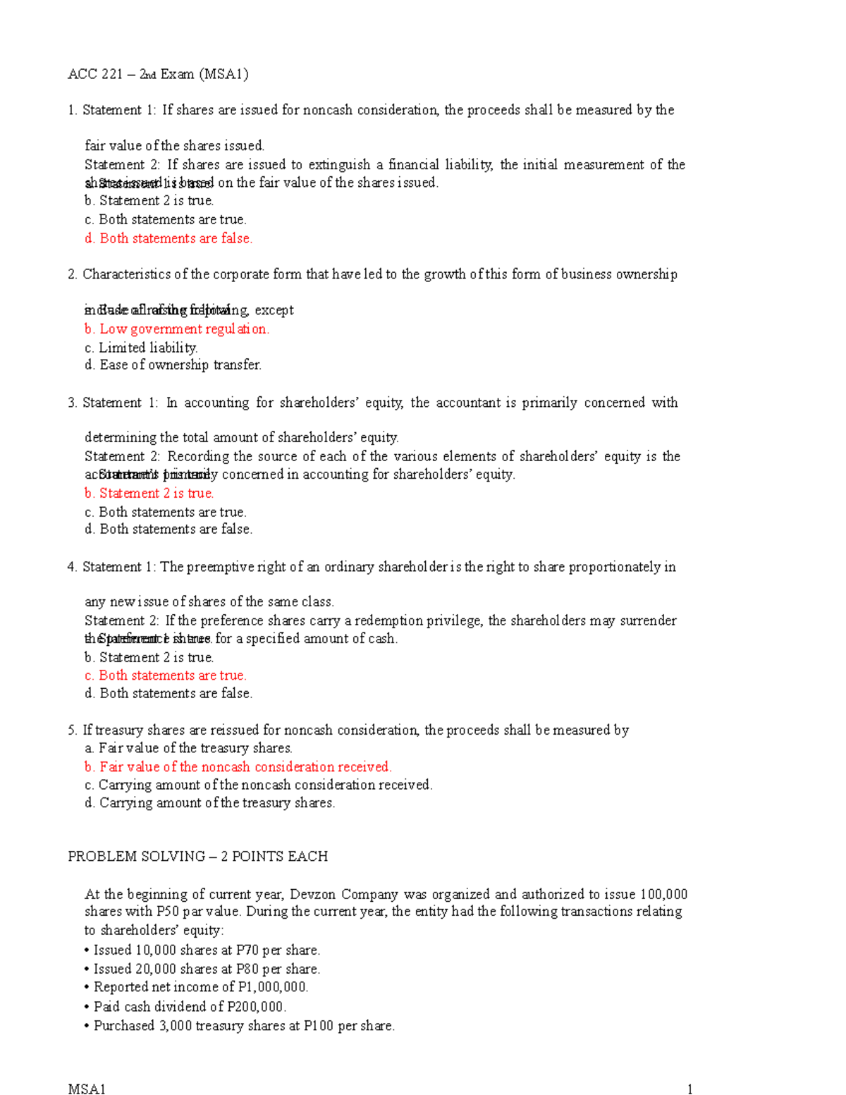 ACC 221 2nd Exam Review (MSA1) - Key Concepts and Journal Entries - Studocu