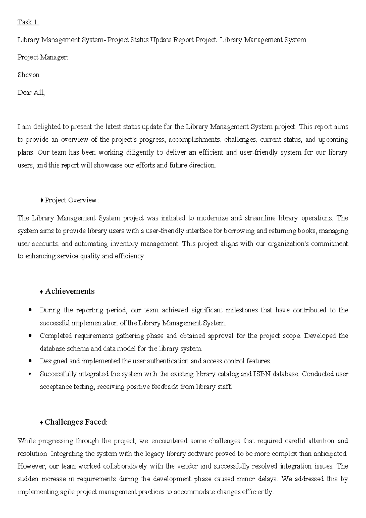 Task 1 - Retype the document with relevant details given in this ...