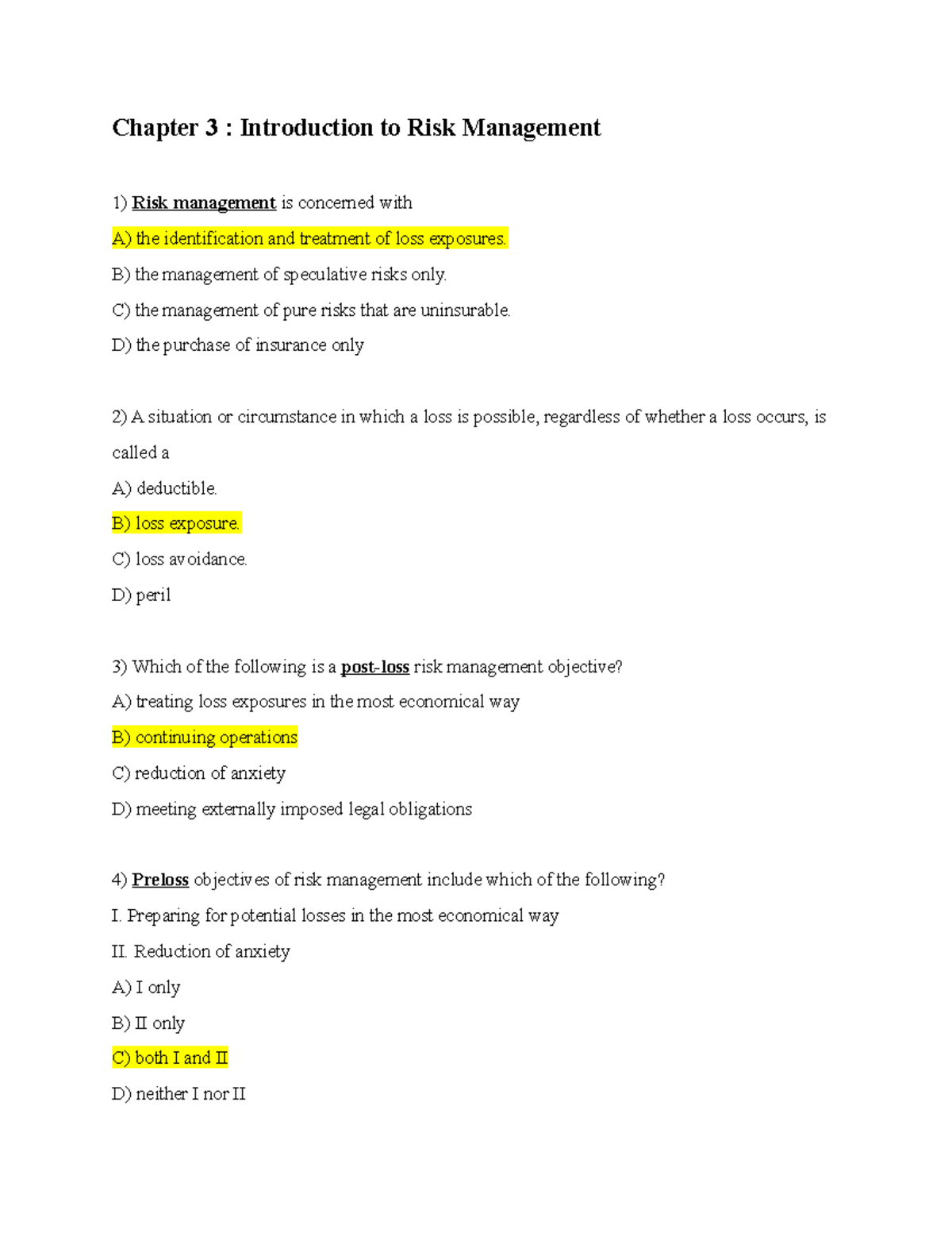 Chapter 3 - Risk Management Concepts and Applications - Studocu