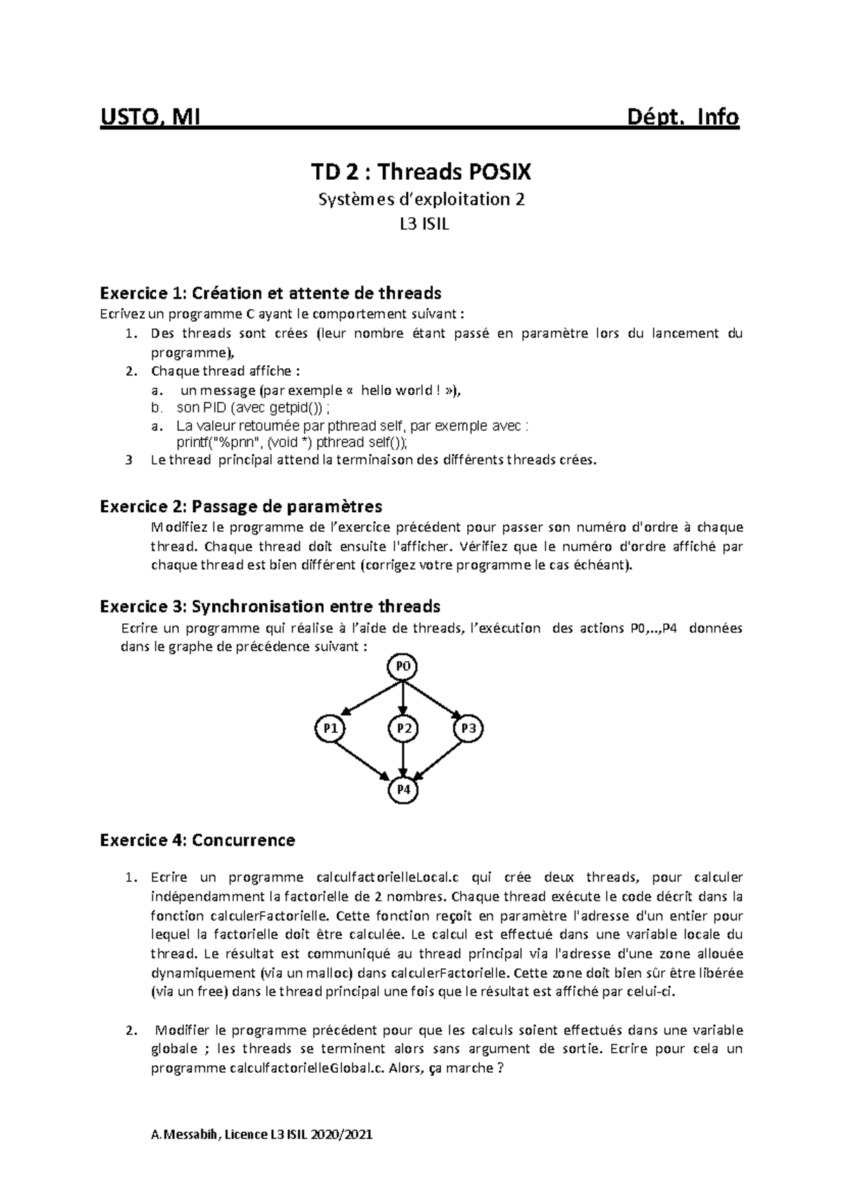 TP TD 2: Programmation de Threads POSIX en C - Systèmes d’exploitation ...