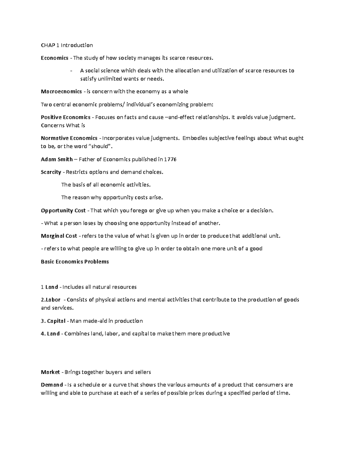 Macro Midterm Review: Key Concepts in Economics and Scarcity - Studocu