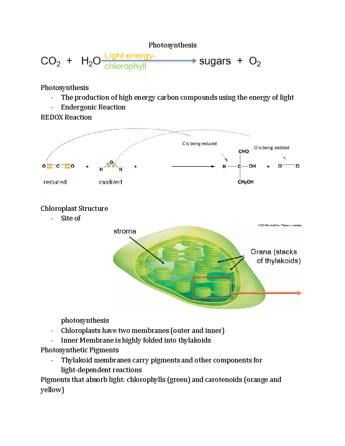 Photosynthesis - Lecture notes 4 - Photosynthesis Photosynthesis - The ...