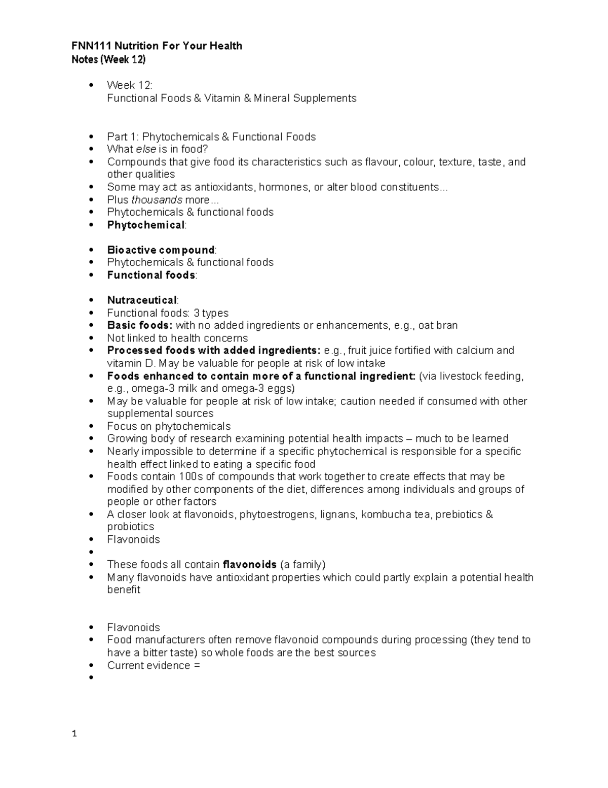 Nutrition For Your Health Notes (W12): Functional Foods & Supplements ...