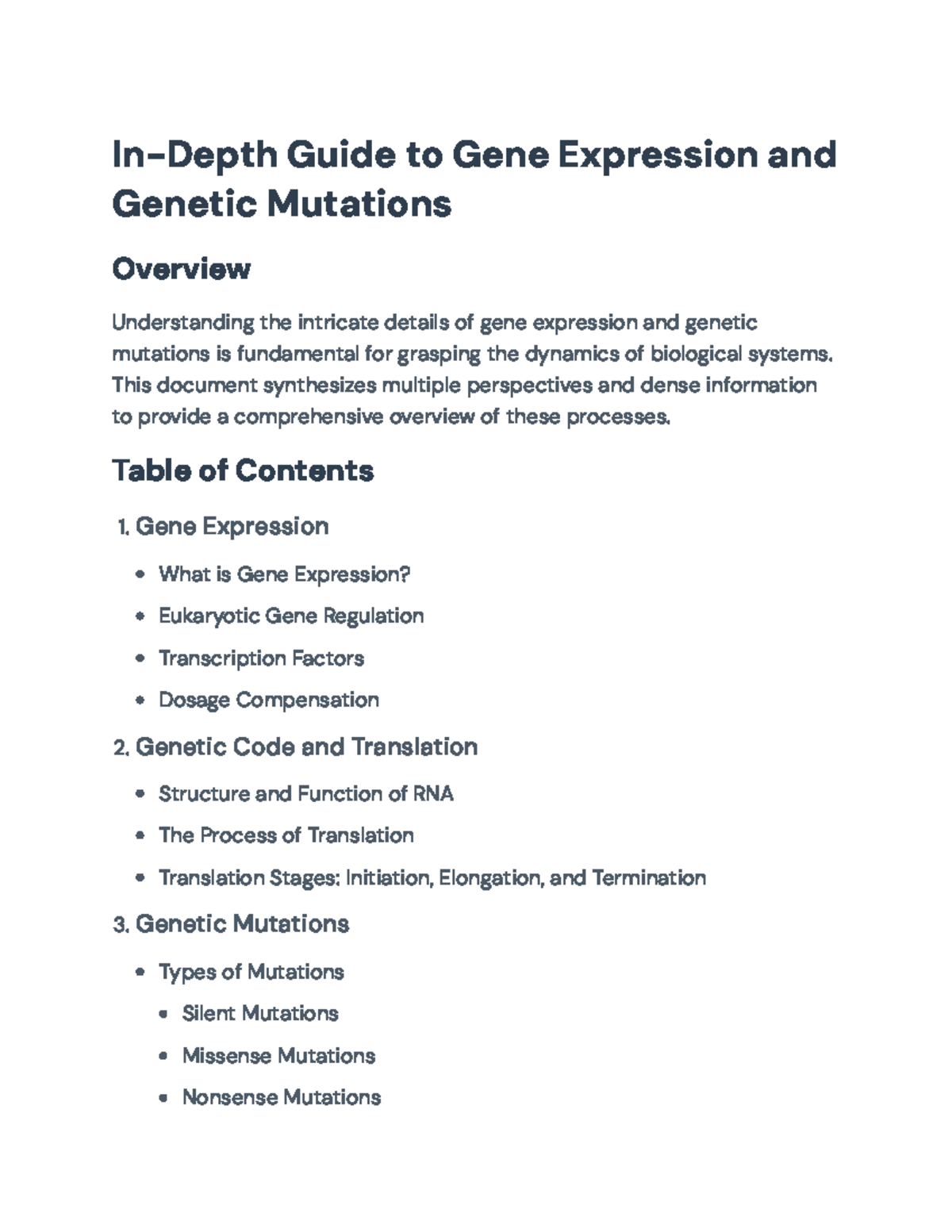 In-Depth Guide to Gene Expression and Genetic Mutations (BIO 101) - In ...