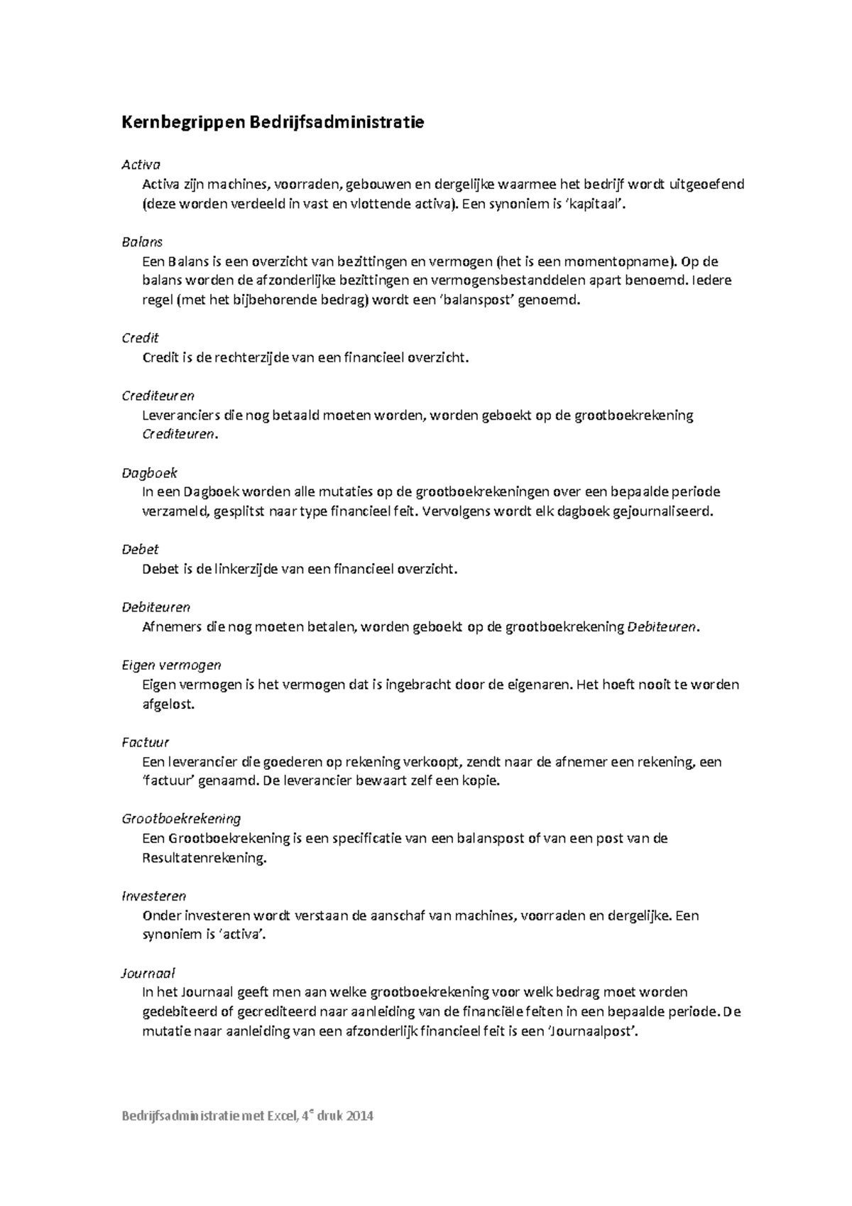 Kernbegrippen Bedrijfsadministratie (BA): Activa, Balans en Meer ...