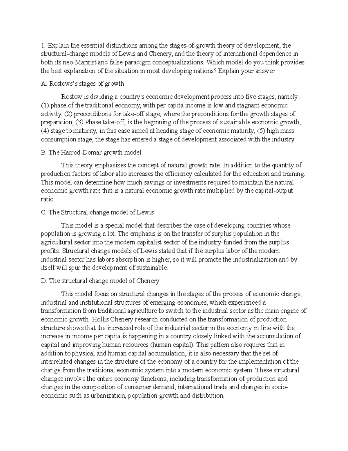 Chapter 3 Classic Theories of Economic Growth and Development - Explain ...