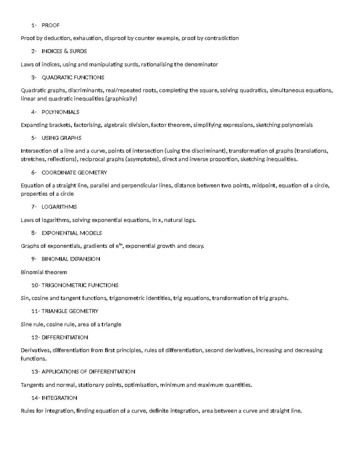 MATH101 Final Exam Topic Overview: Key Concepts & Principles - Studocu