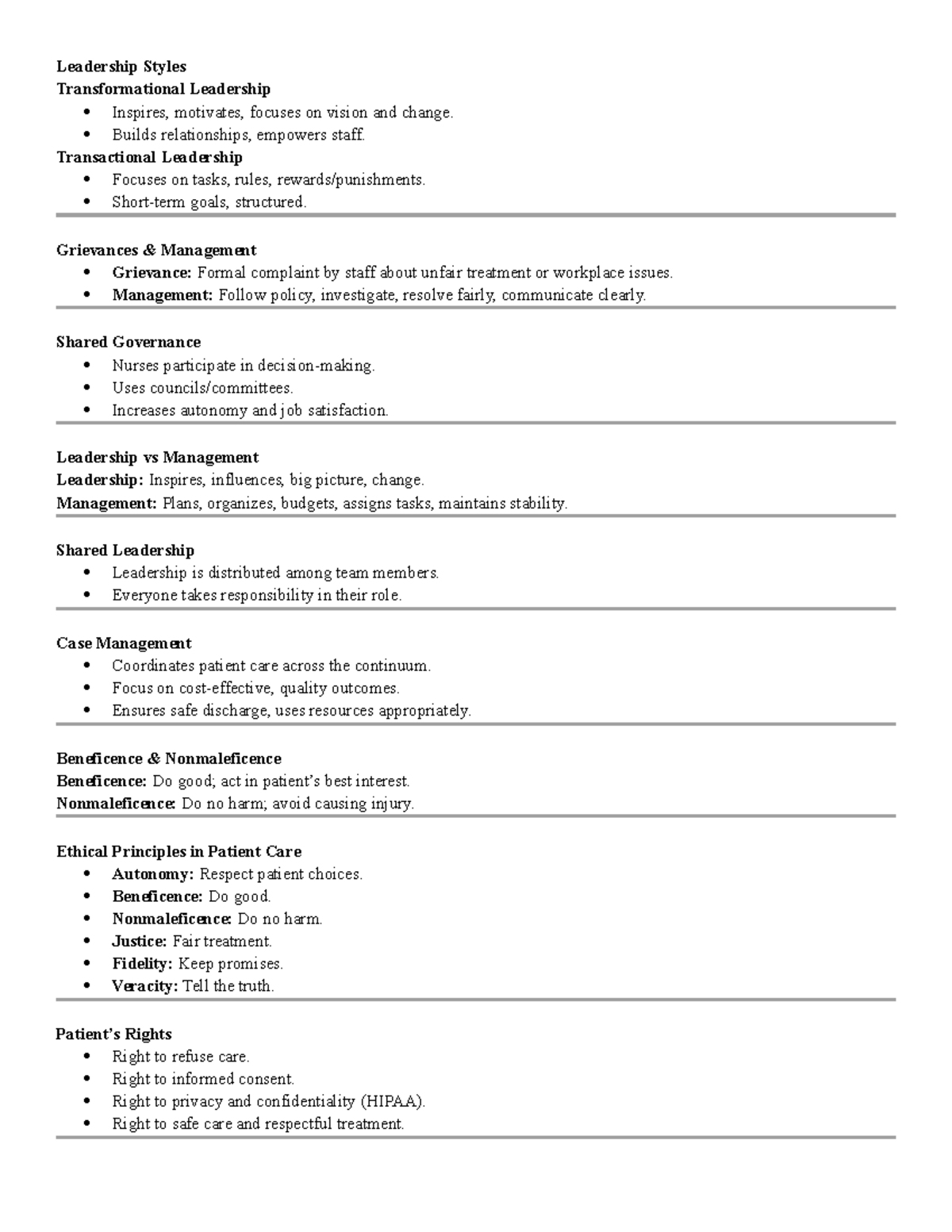 Leadership Styles and Ethical Principles in Nursing (NURS 101) - Studocu