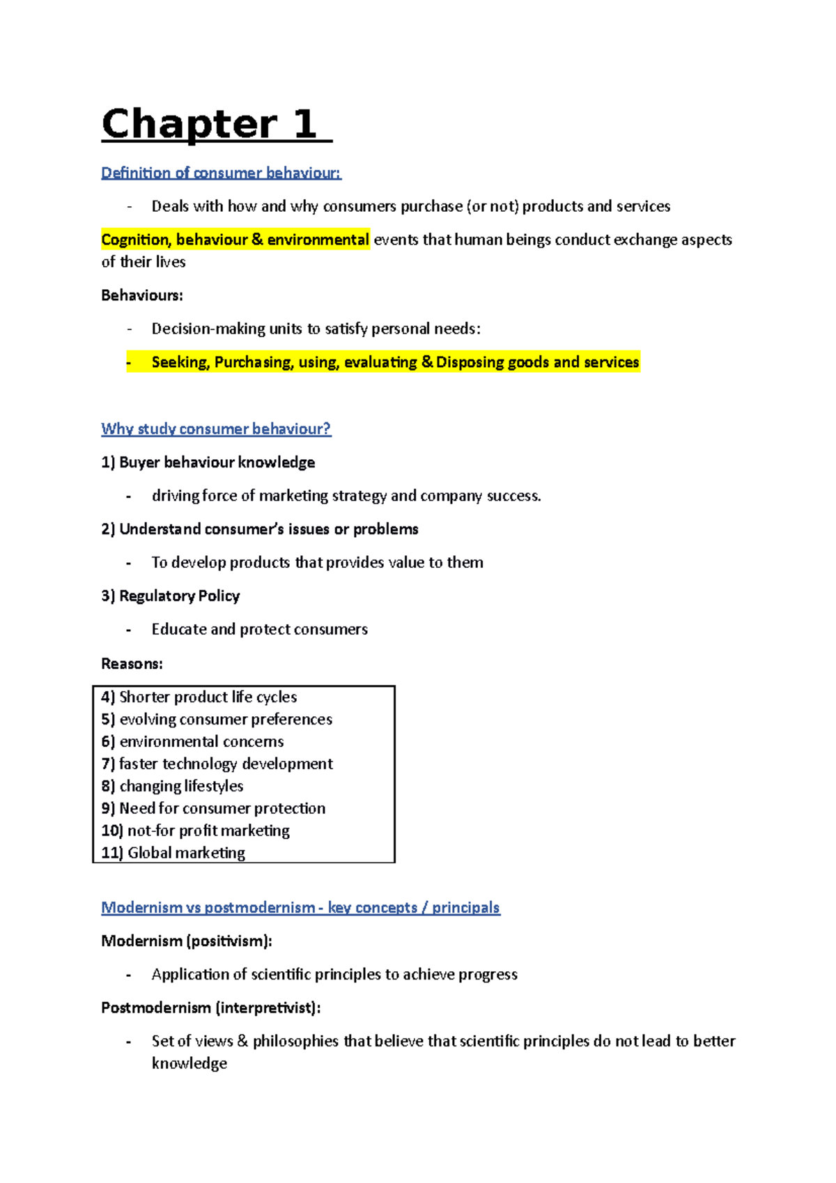 Chapter One to Five - Chapter 1 Definition of consumer behaviour ...