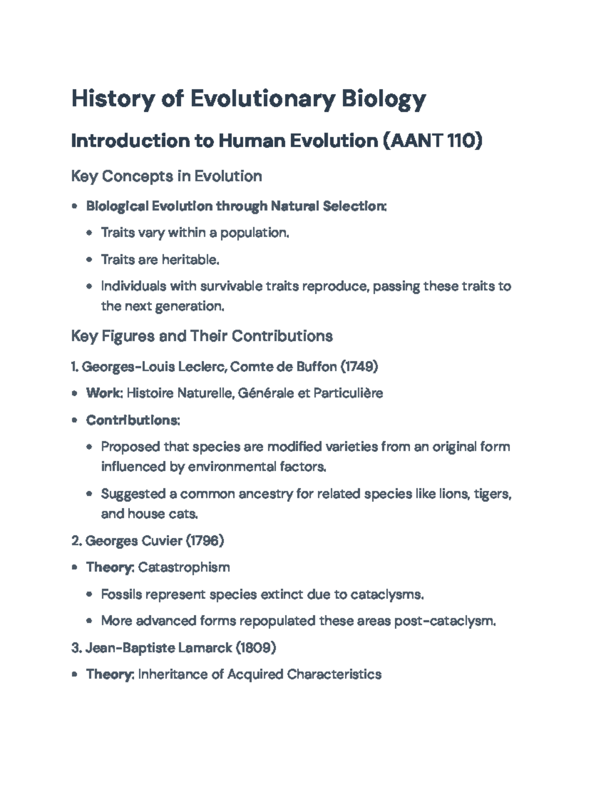 Introduction to Human Evolution (AANT 110): Key Concepts & Contributors ...