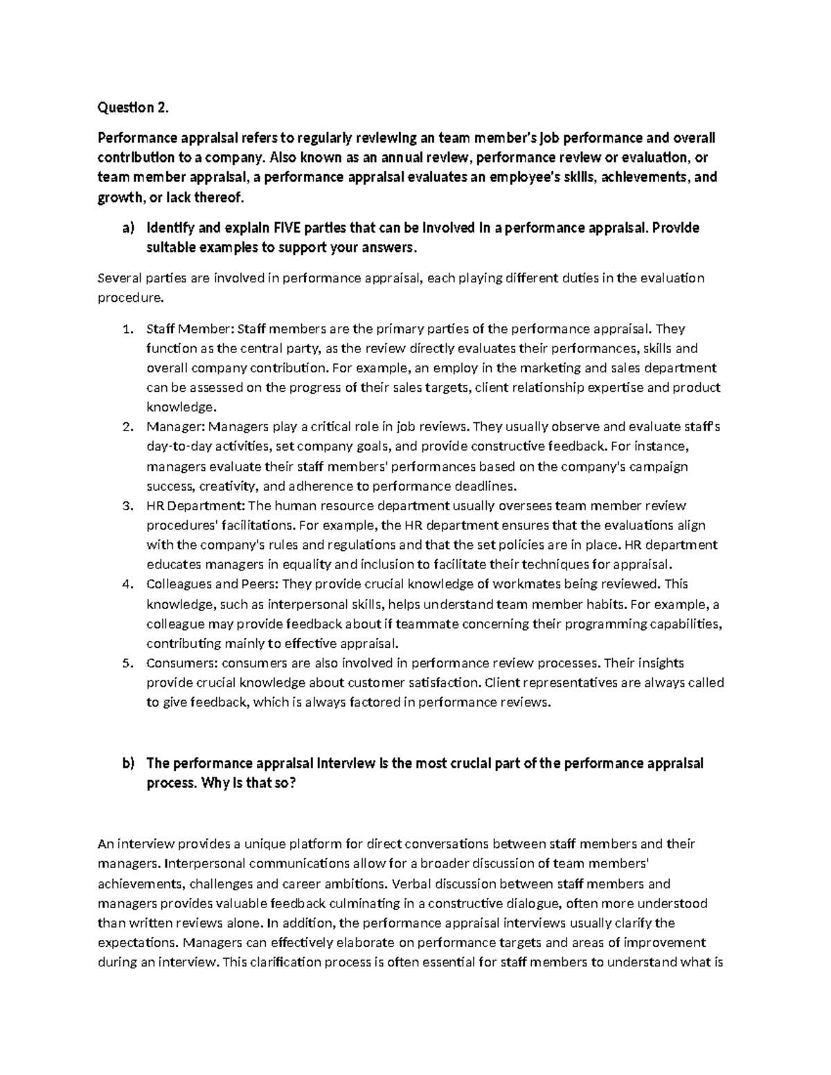 BUS 301 - Performance Appraisal Methods & Their Importance Exam Notes ...