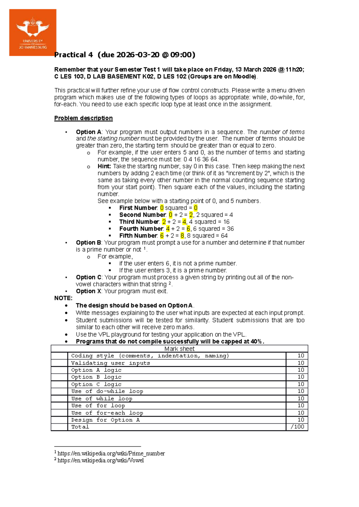 CSE 103 Practical 4: Menu Driven Program Assignment - Studocu