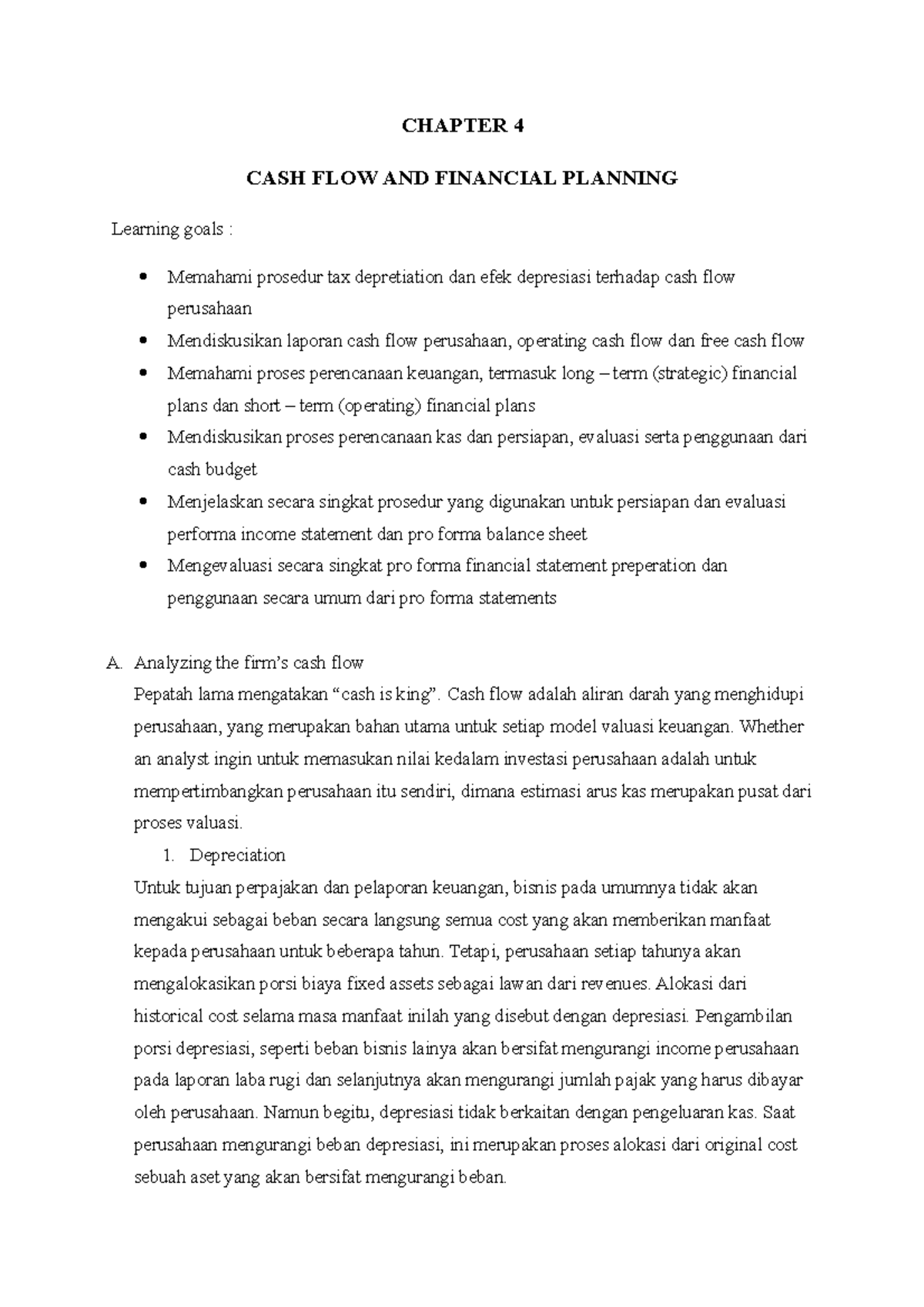 Cash Flow & Financial Planning - Chapter 4 Overview (FIN 101) - Studocu