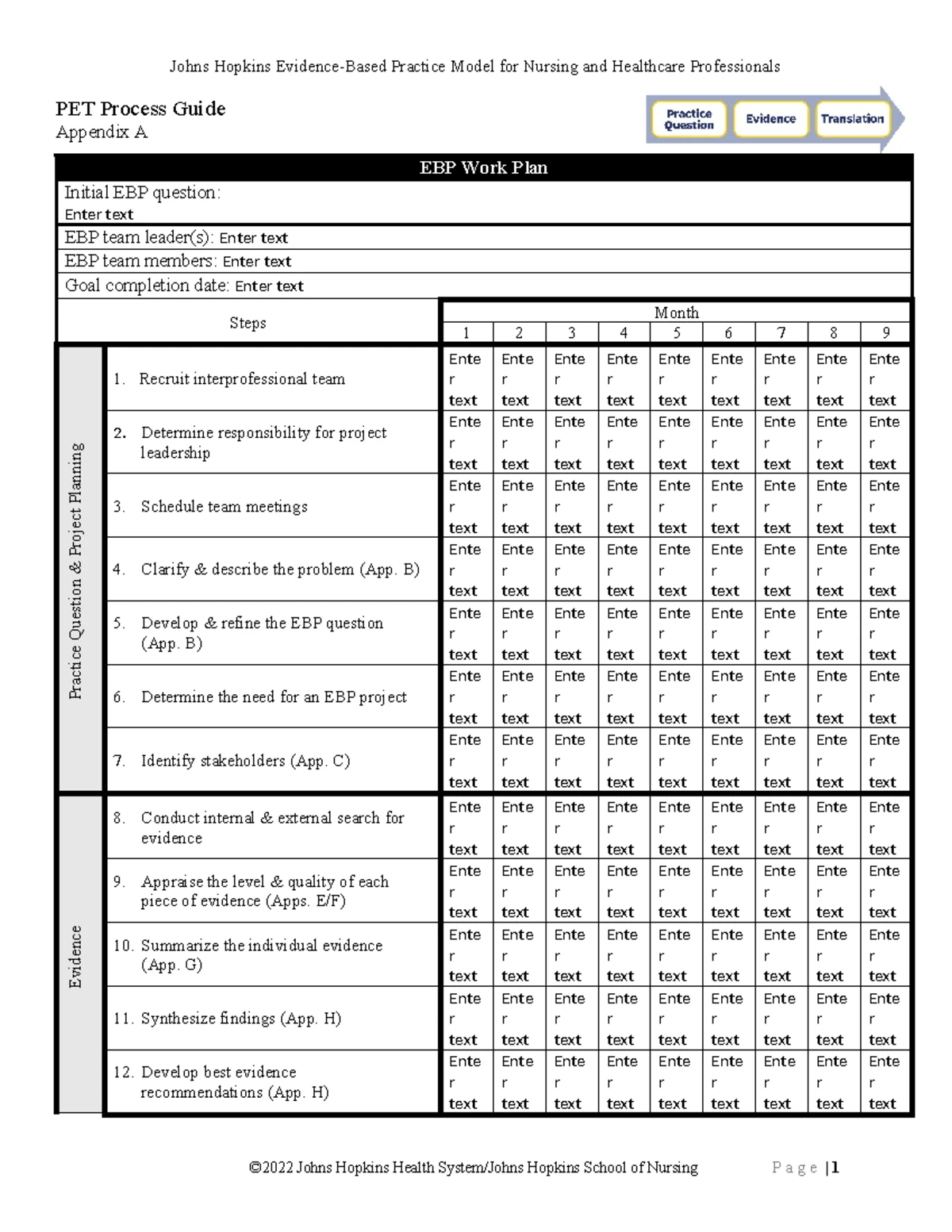 Johns Hopkins Nursing EBP Individual Evidence Summary Tool (Appendix G ...