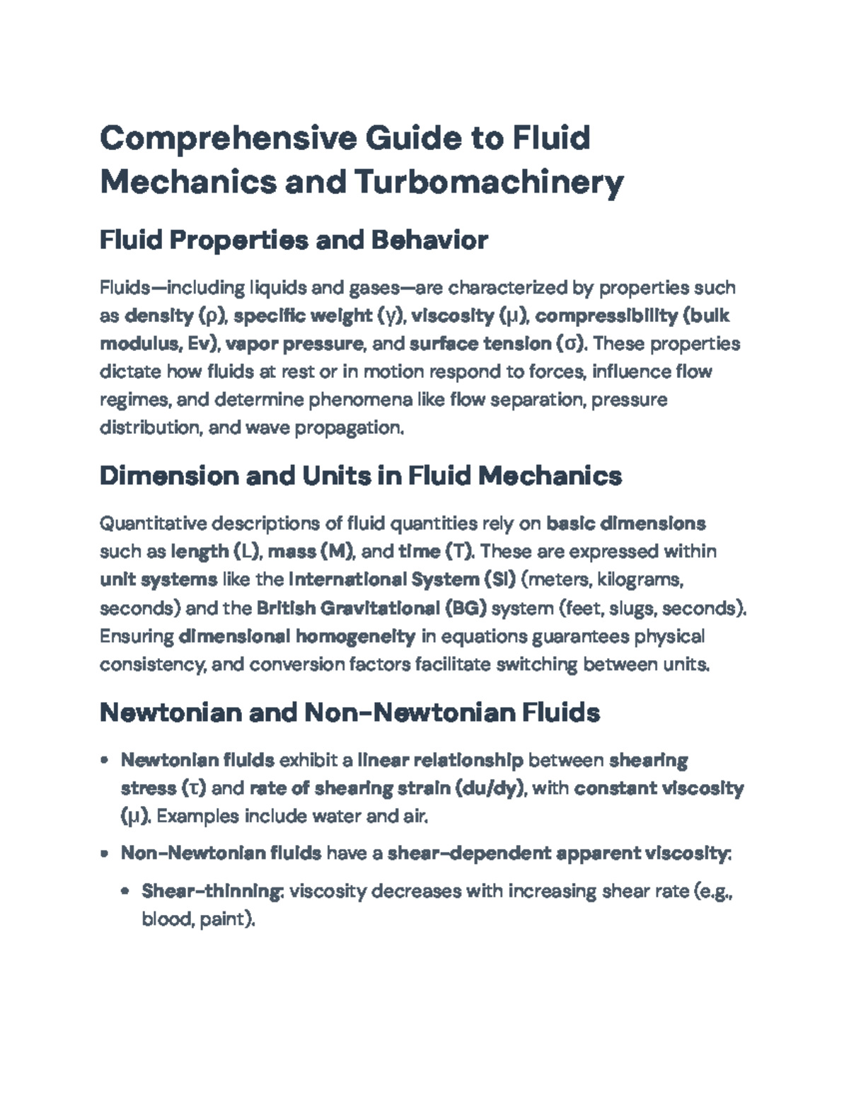 Comprehensive Guide to Fluid Mechanics & Turbomachinery Concepts - Studocu
