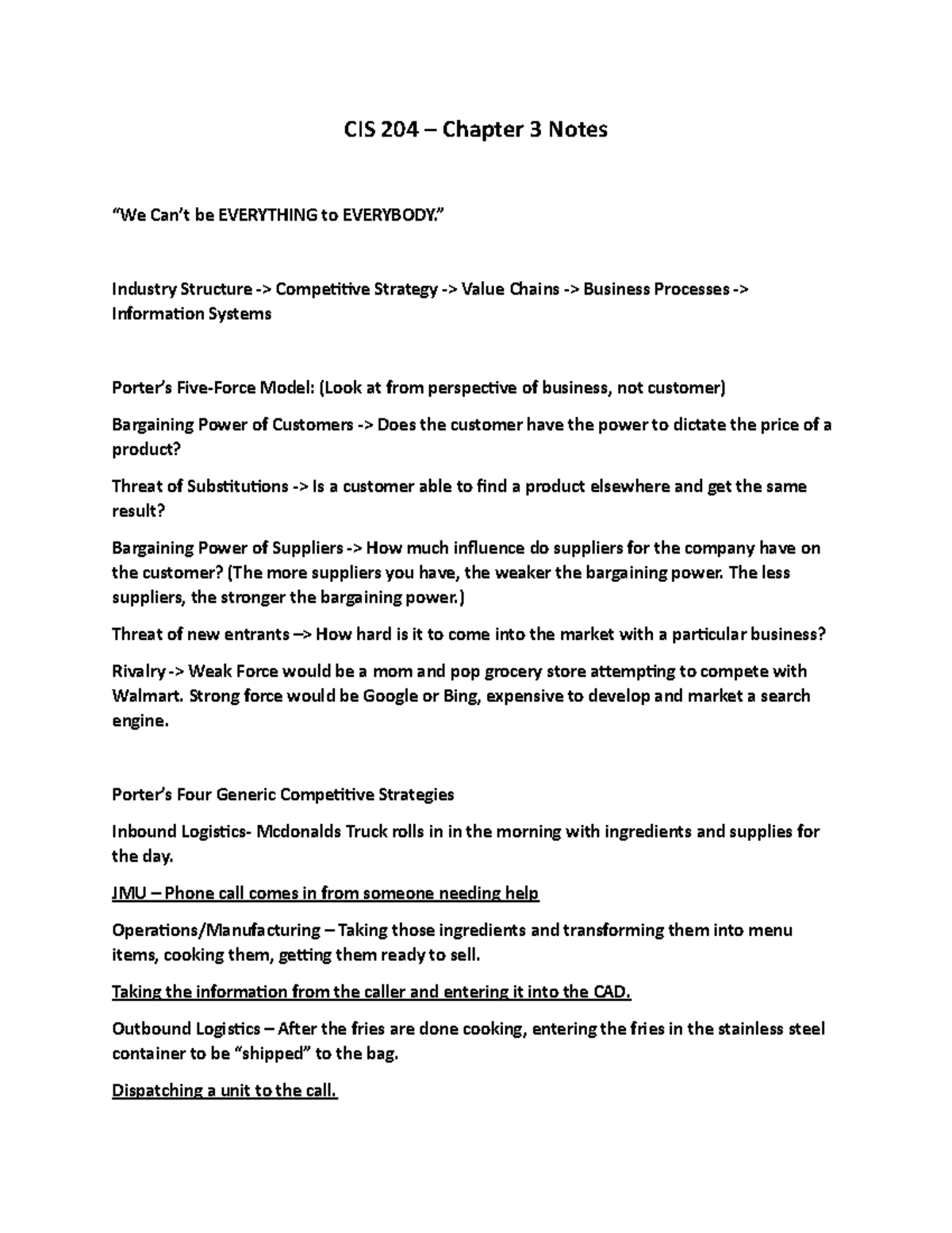 CIS 204 - Chapter 3 Power Point Notes - CIS 204 – Chapter 3 Notes “We ...