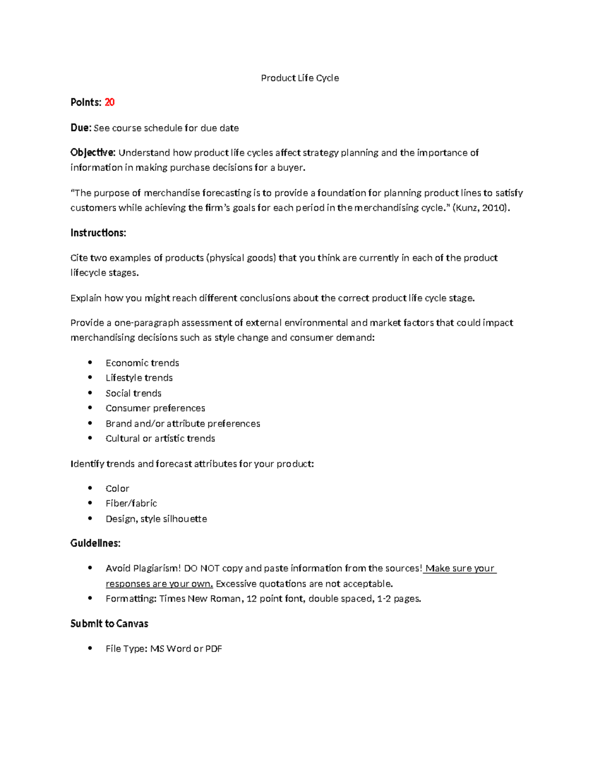 Product Life Cycle (PLC) Analysis & Merch Strategies (Course Code: TBD ...