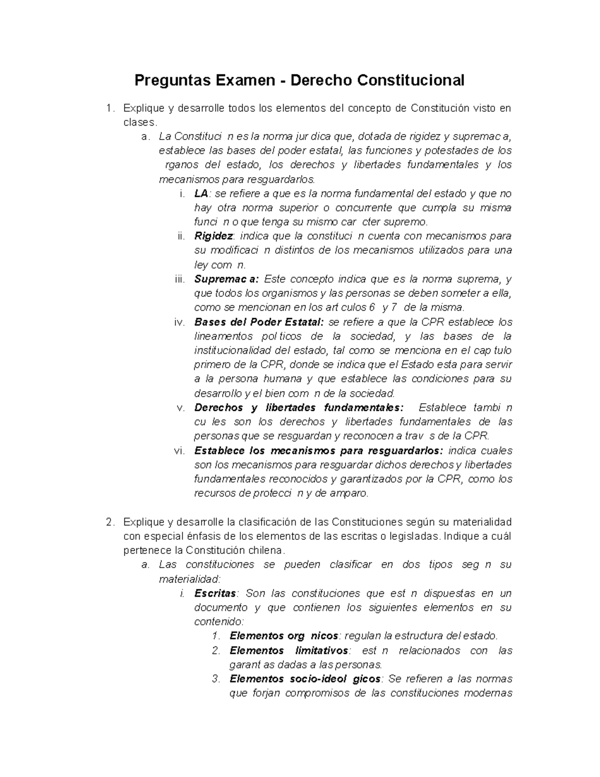 Preguntas Examen Final Derecho Constitucional 1 - Studocu