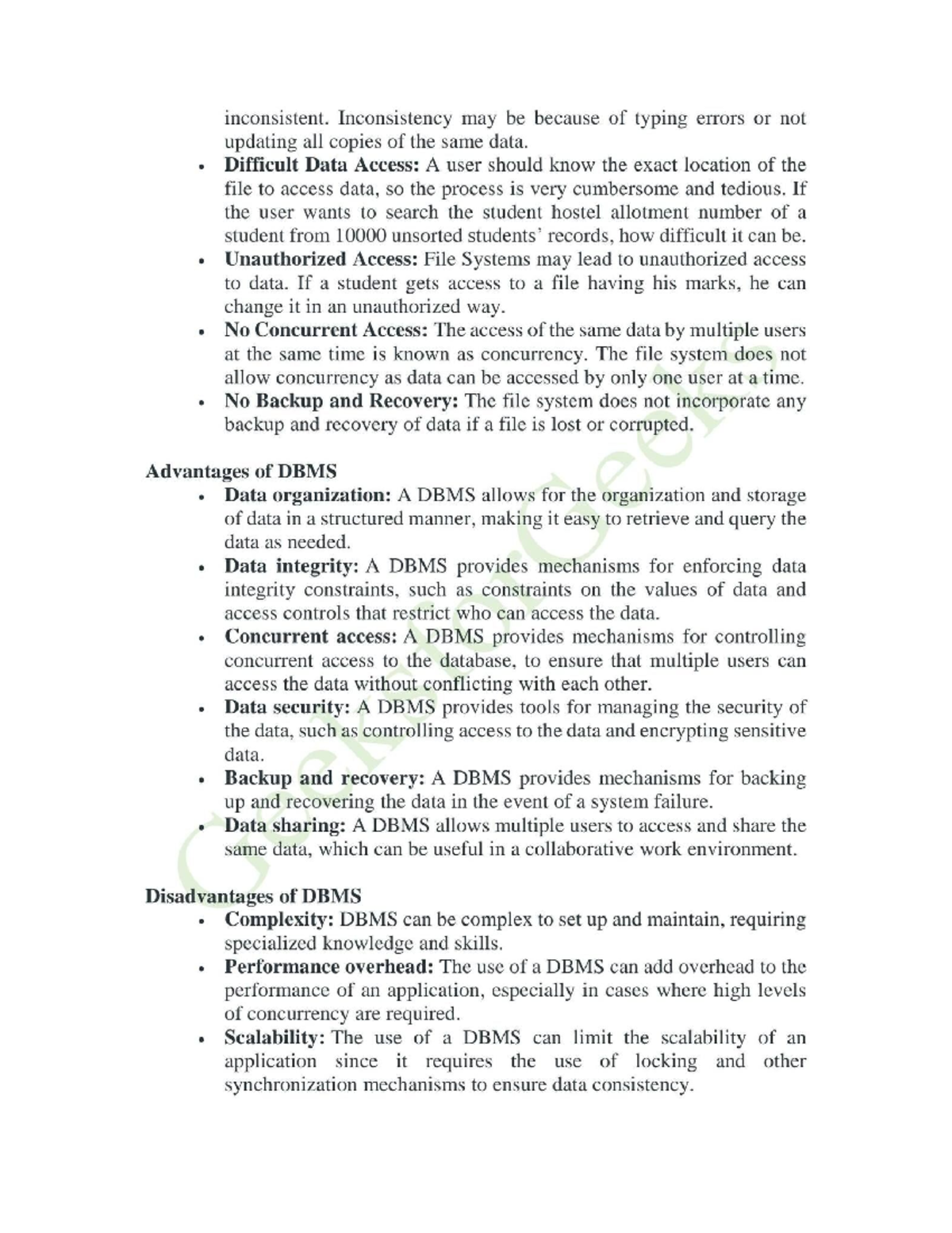 DBMS Notes: Understanding Data Management & Security Issues - Studocu