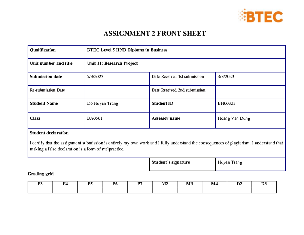 DO Huyen Trang-BA0501-BH00323-RP-ASM2 - ASSIGNMENT 2 FRONT SHEET ...