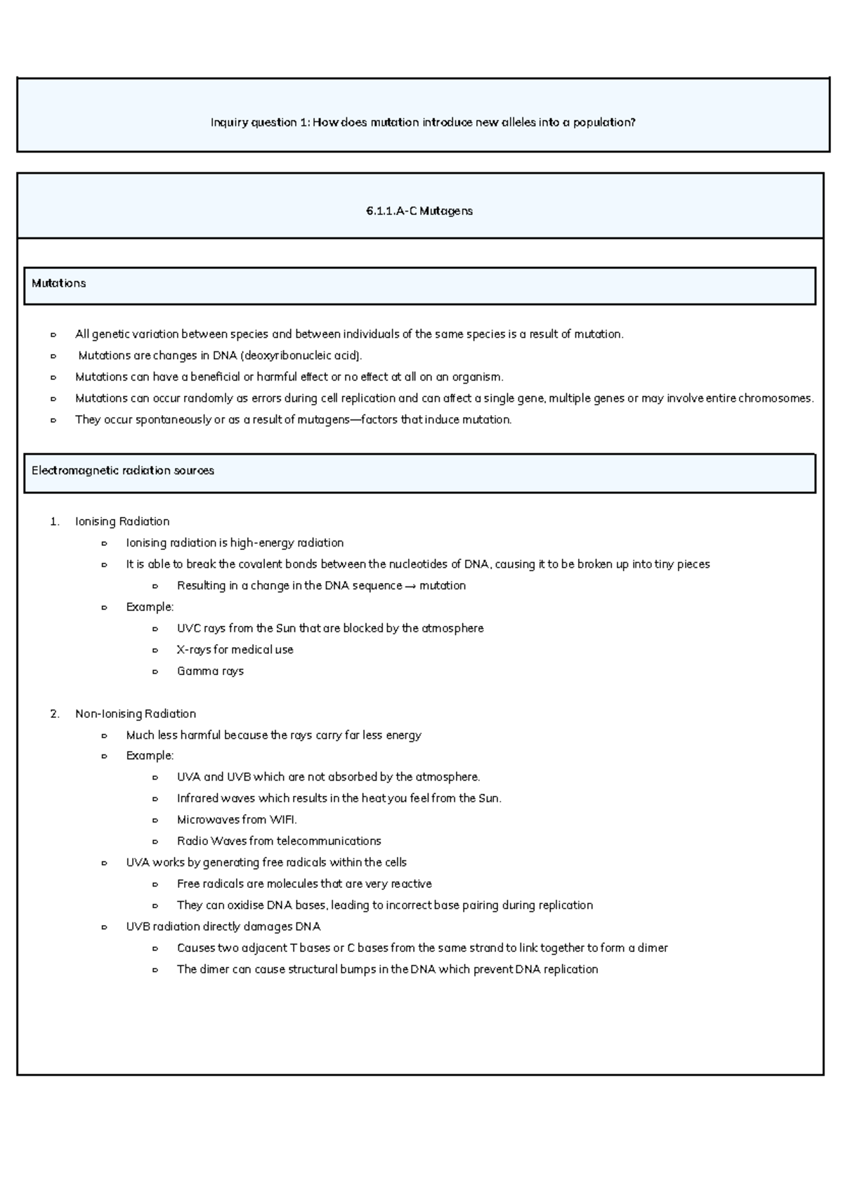 Biology Year 12 Module 6: Genetic Change Study Notes - Studocu