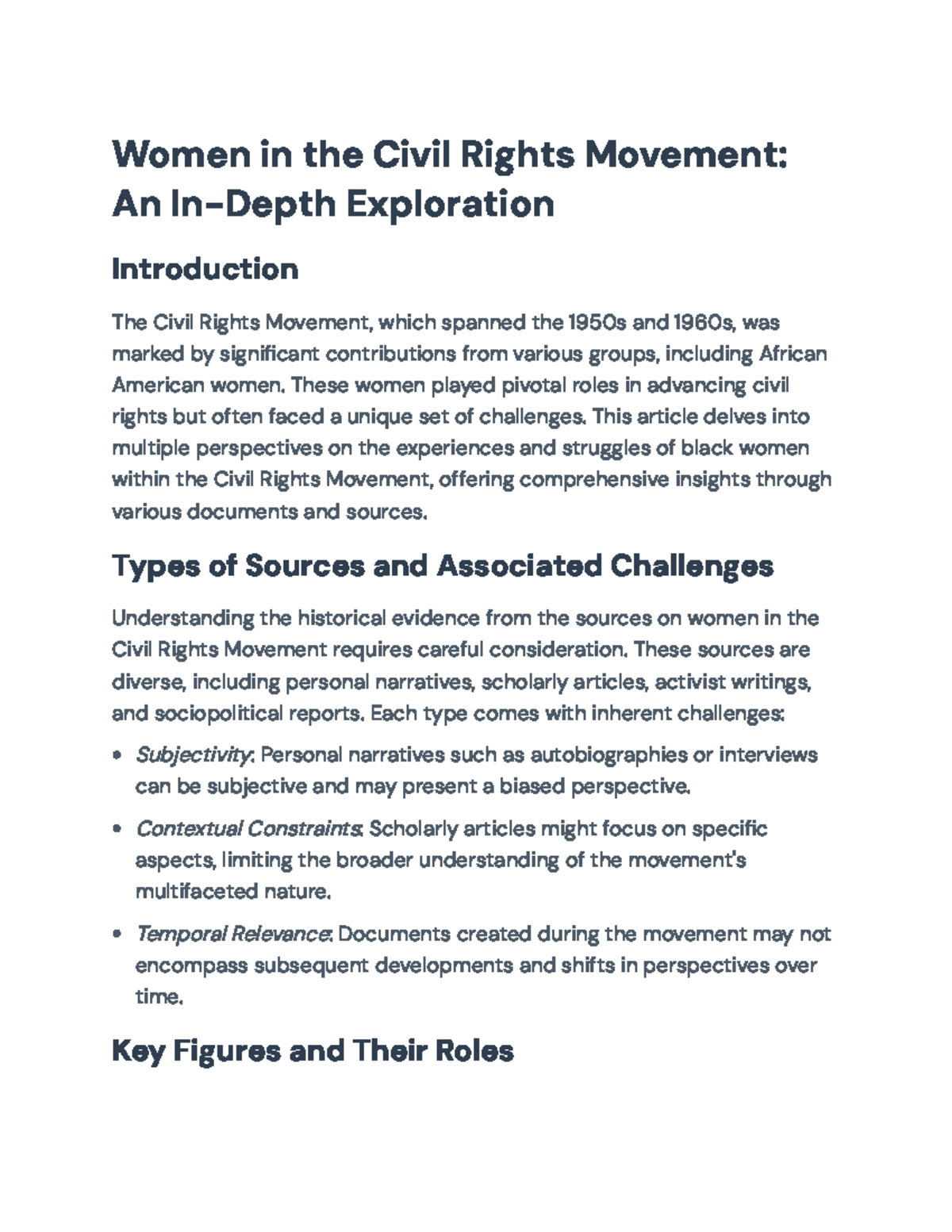 Women in the Civil Rights Movement: Key Figures and Challenges (CRS 101 ...