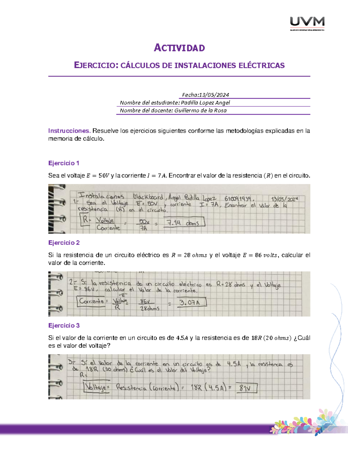 Act 9 Ejercicios De C lculos De Instalaciones El ctricas Studocu