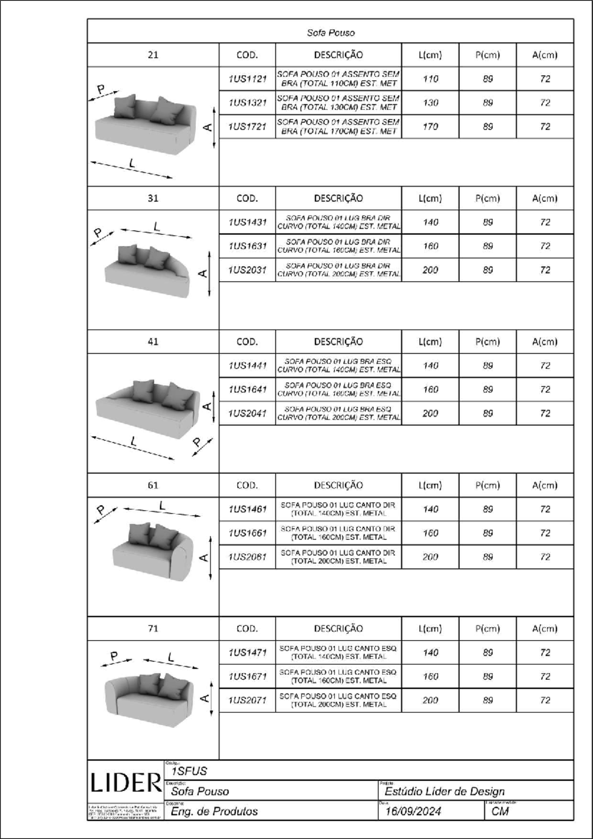 1SFUS - Sofa Pouso Design Measurements and Specifications - Studocu