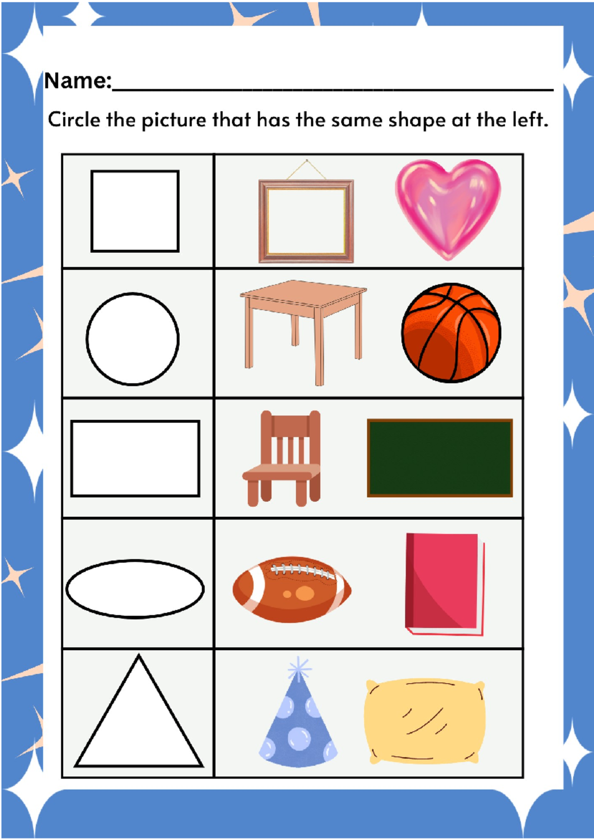 Pre-School Activity Sheet: Shape Recognition and Coloring Exercise ...
