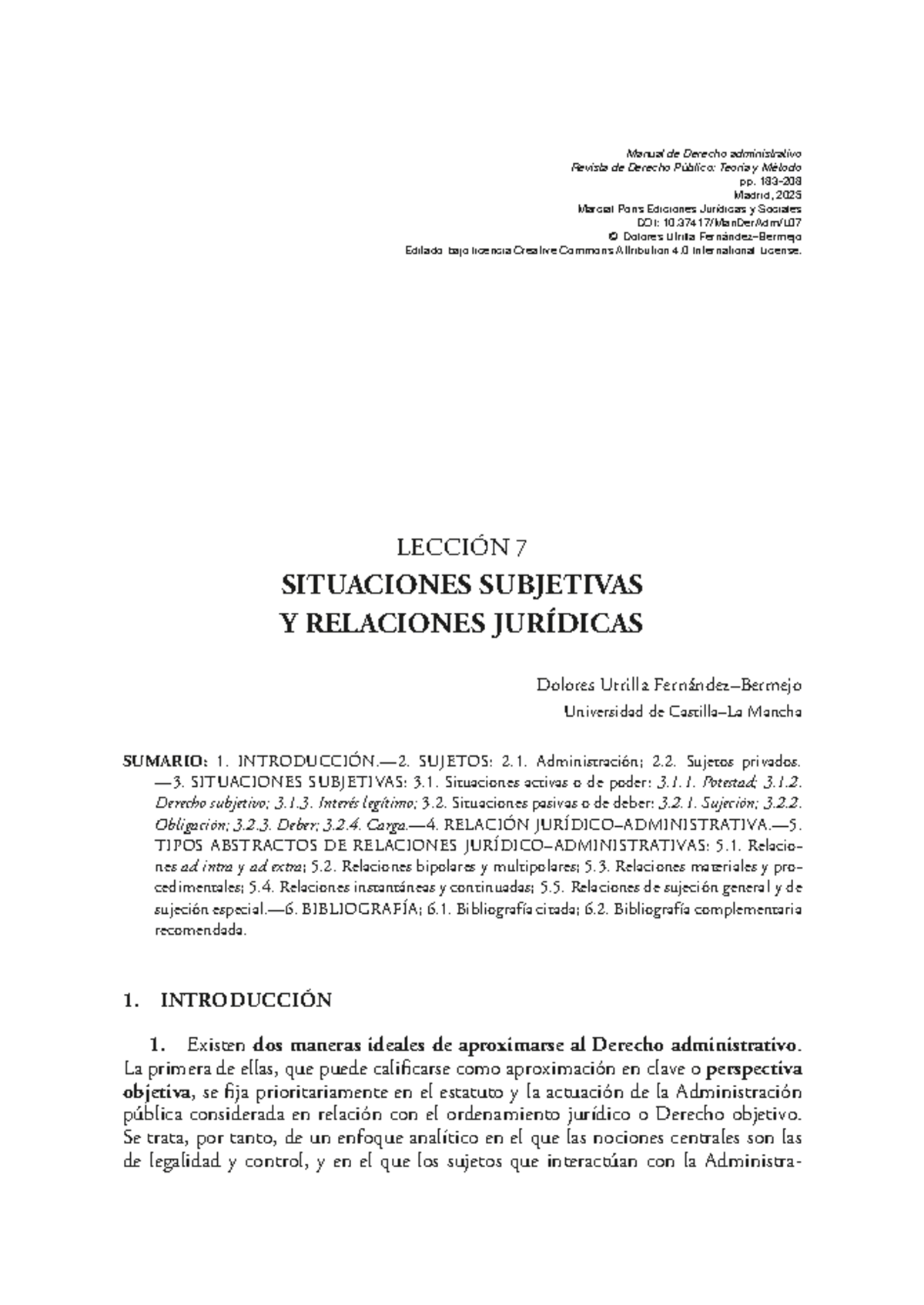 Manual de Derecho Administrativo - Lección 7: Situaciones Subjetivas y ...