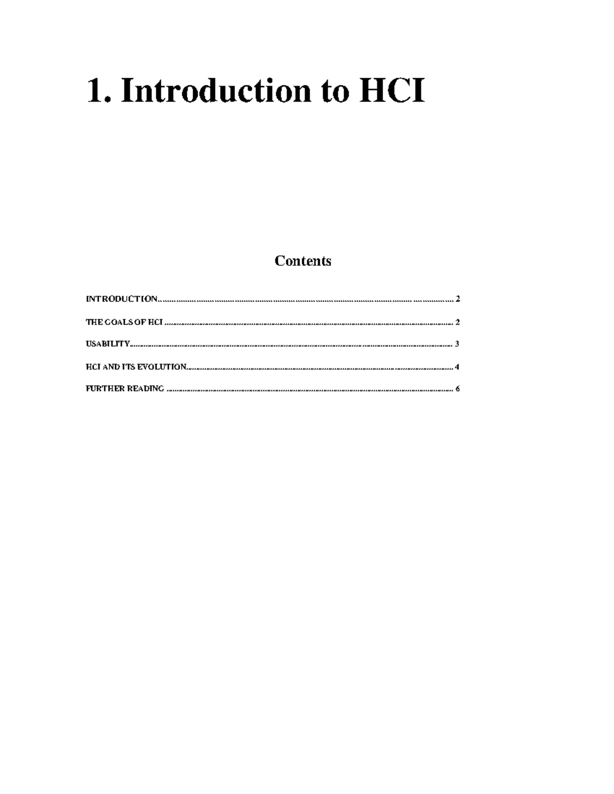 Hciintro - intro to hci - 1. Introduction to HCI Contents - Studocu