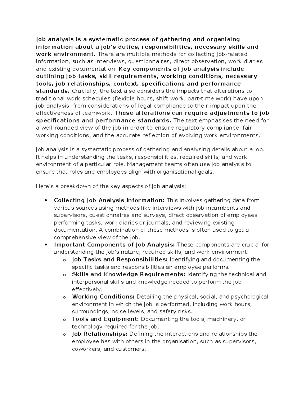Job Analysis Overview: Methods, Components, and Impacts - Studocu