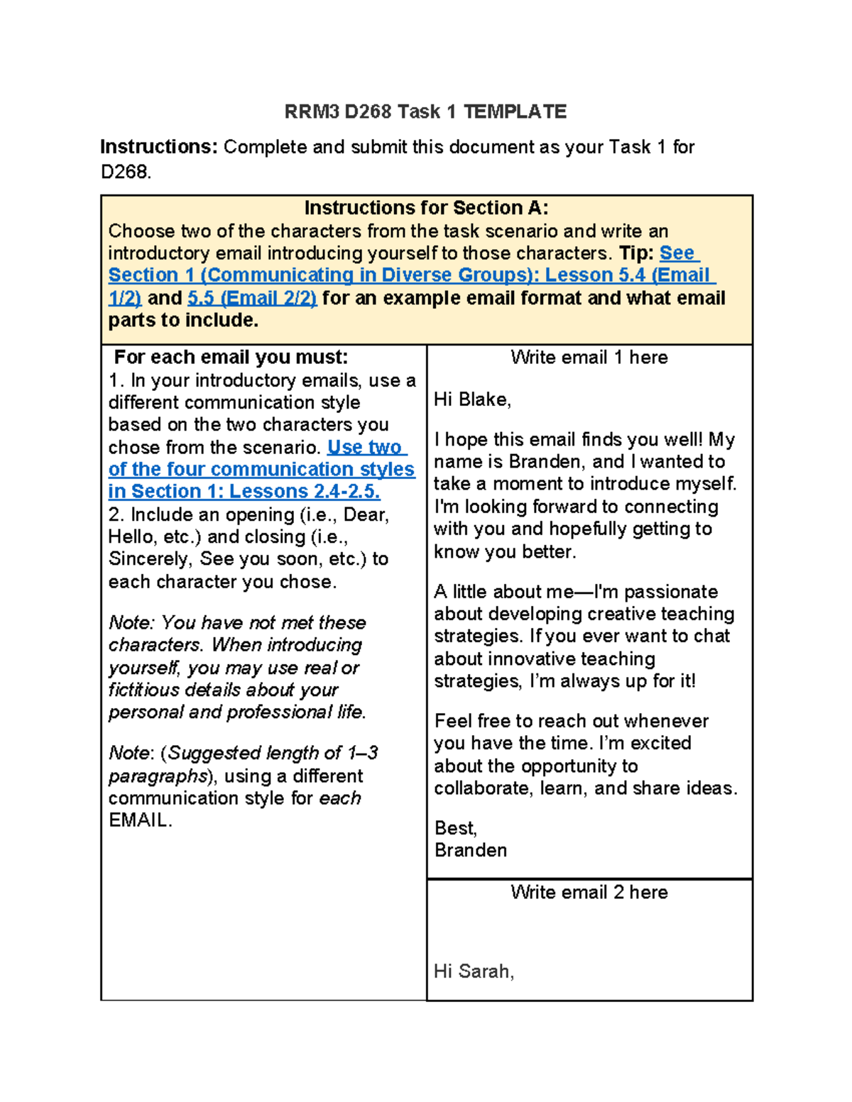 D268 Task 1 - D268 - Task 1 - RRM3 D268 Task 1 TEMPLATE Instructions ...
