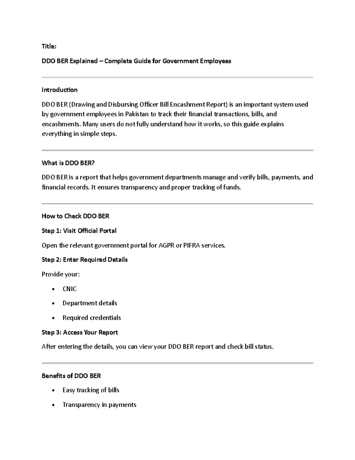 DDO BER Explained: A Complete Guide for Government Employees - Studocu