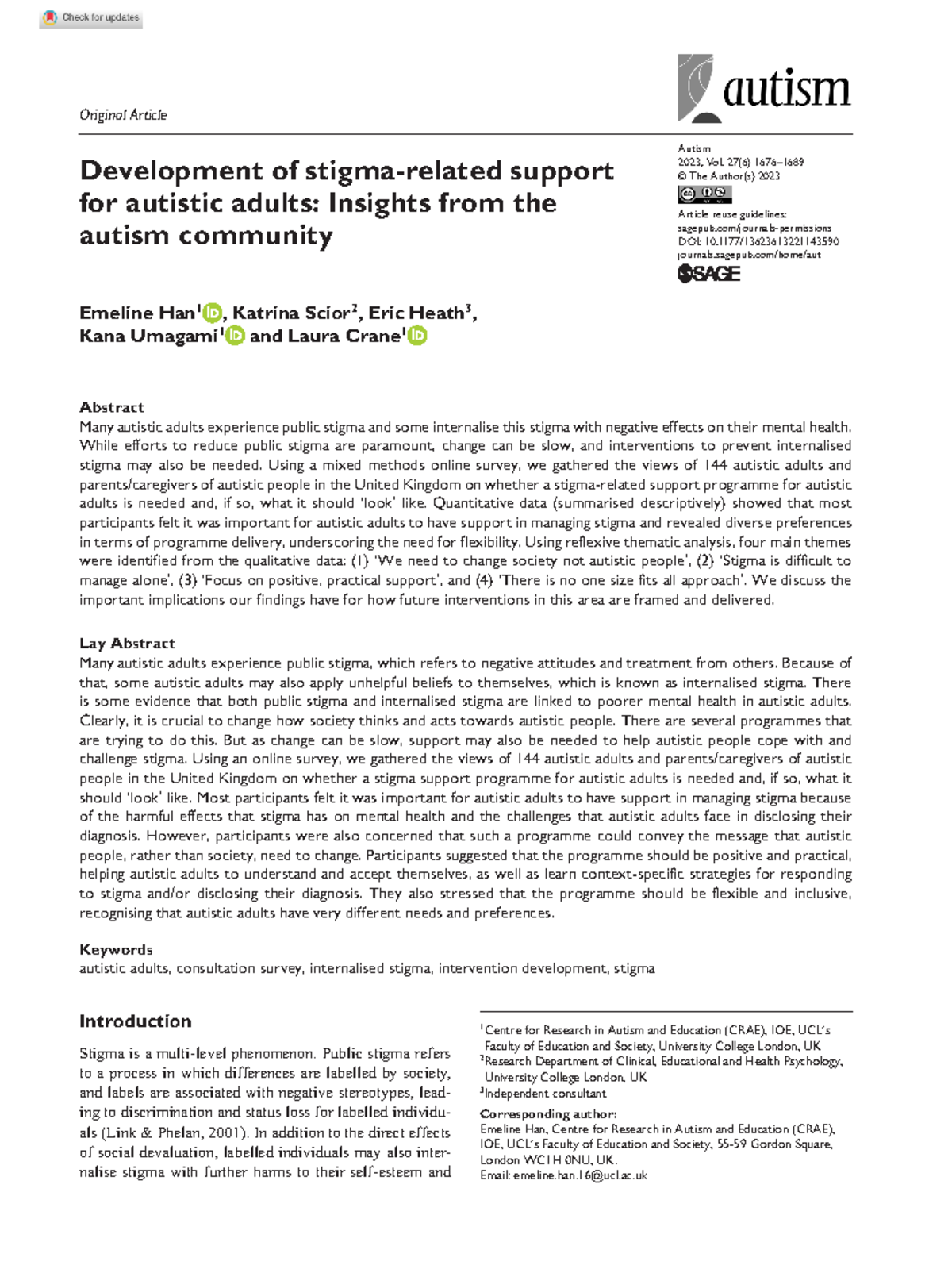 Support Strategies for Autistic Adults Facing Stigma in the UK - Studocu